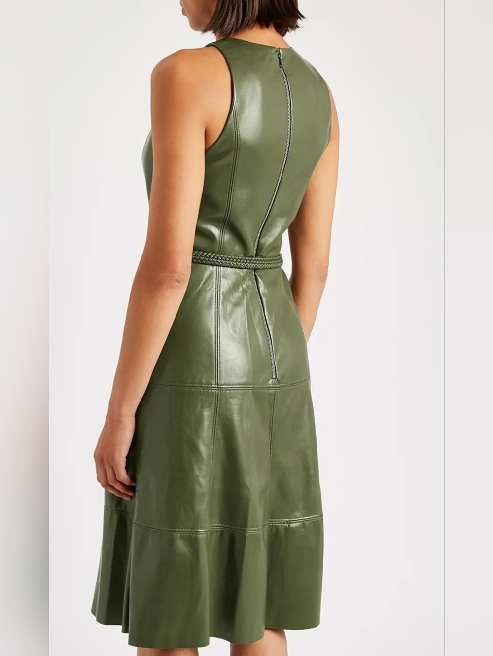 Alice + Olivia Leandra Faux Leather Fit-and-Flare Dress Size 4 - Picture 10 of 16